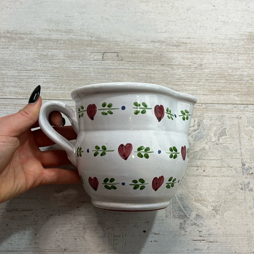 Vintage Ceramic Pitcher Heart Design Made in Portugal